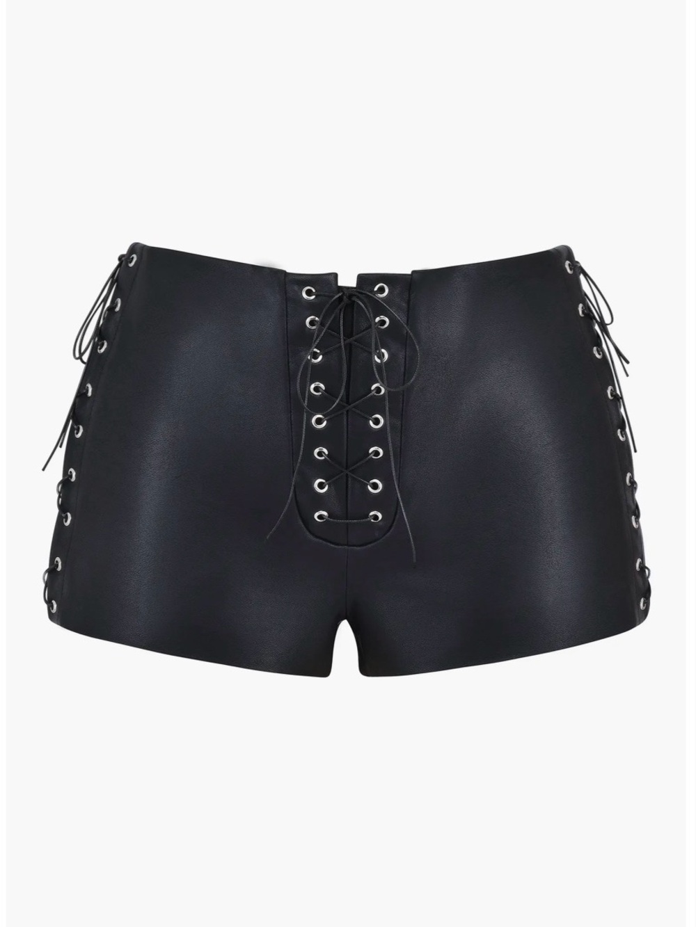 HOUSE OF CB Lace-Up Faux Leather Shorts